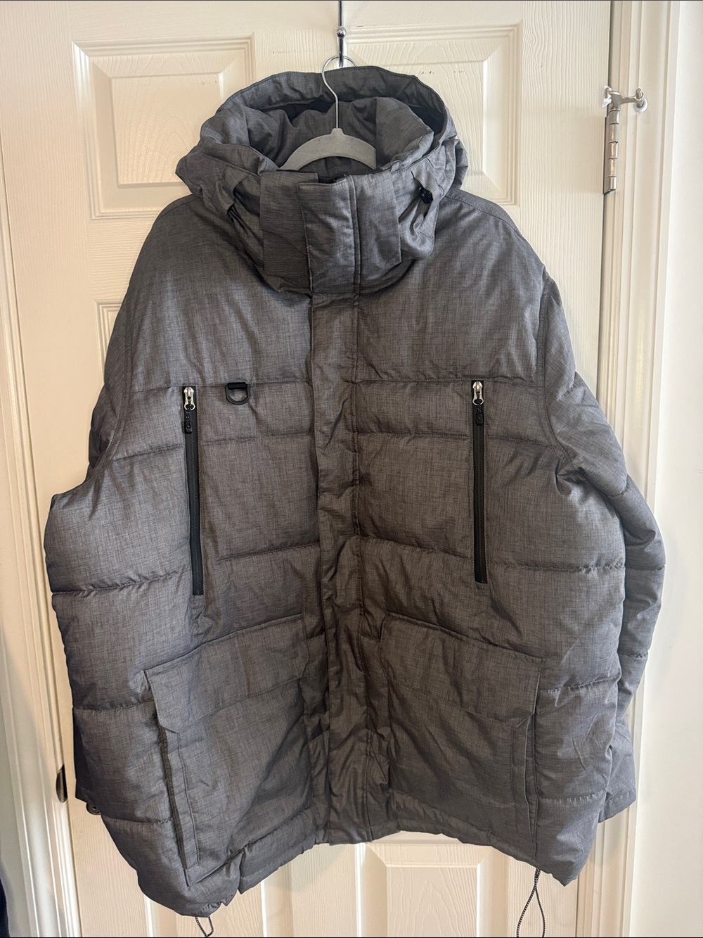 Swiss Tech Men's Gray Quilted Hooded Puffer Jacket